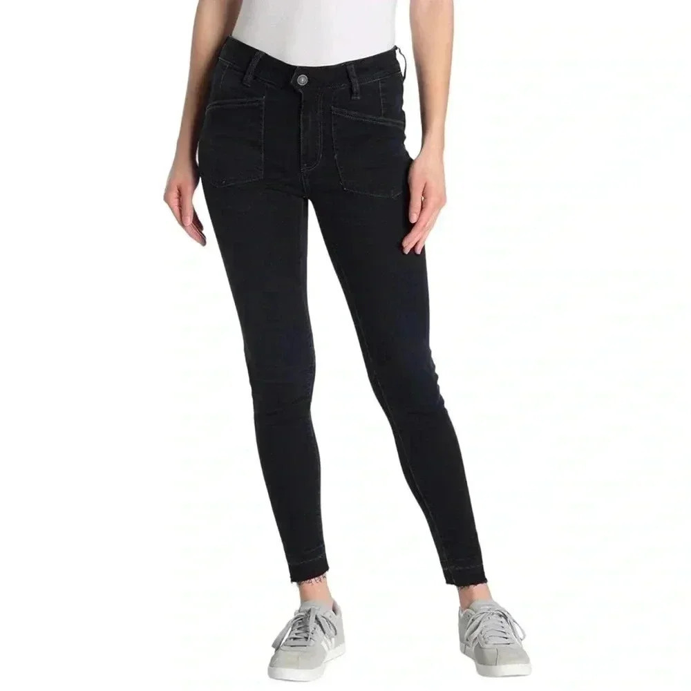 We The Free Ivy Released Hem Mid Rise Dark Navy Womens Skinny Jeans Size 25